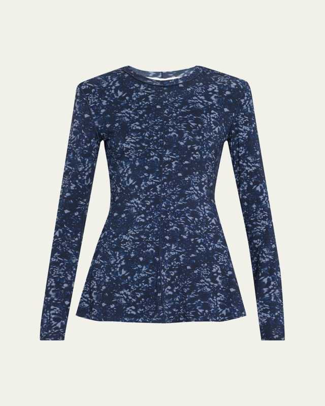 Audrey Long-Sleeve Printed Jersey Top